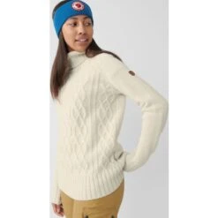 FJÄLLRÄVEN Women's Övik Cable Knit Roller Neck -FJÄLLRÄVEN fjallraven women s ovik cable knit roller neck chalk white 3